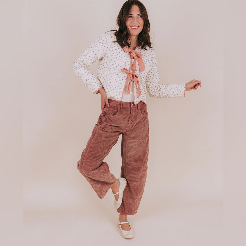 We The Free Ribbed-Waist Corduroy Pants in Dusty Rose